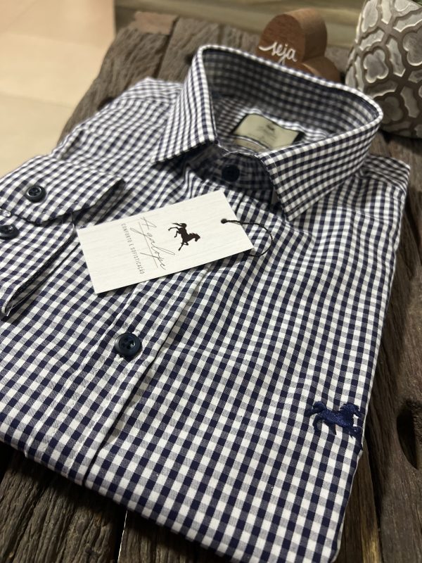 Camisa Xadrez - Azul Marinho e Branco