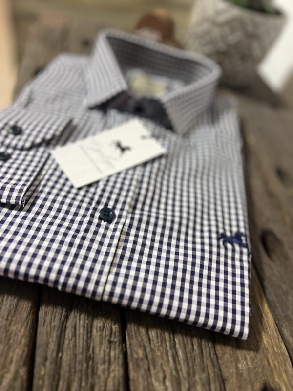 Camisa Xadrez - Azul Marinho e Branco - Imagem 3