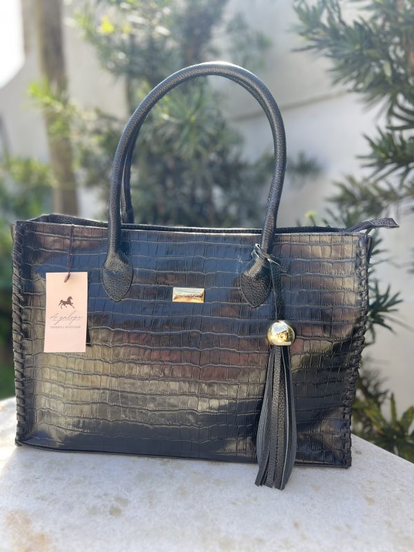 Bolsa Ana Joaquina - Preto Croco